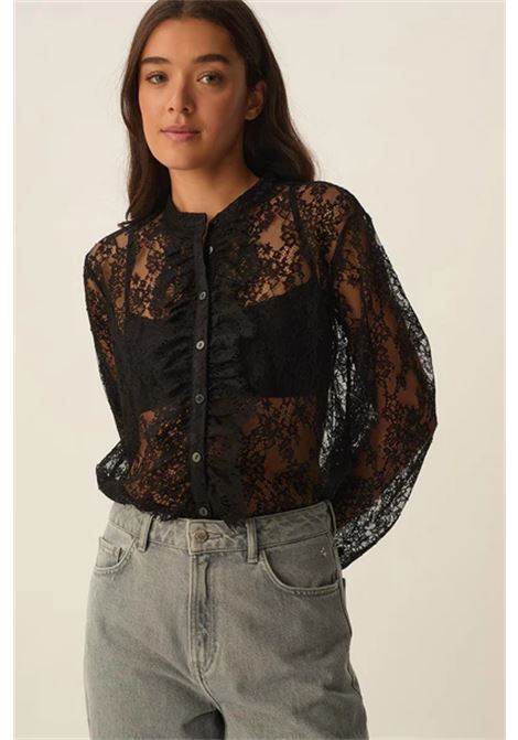Des Petits Hauts Sana Noir Cotton Lace Blouse Des Petits Hauts |  | 1H250433NOIR